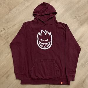 Spitfire Wheels Skate Bighead Flame Logo Hoodie Youth Boys XL Burgundy Pullover